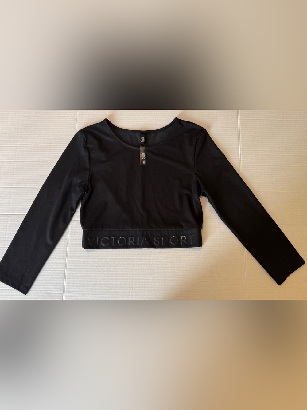 Victoria's Secret Victoria Sport Black Long Sleeve Crop Top Workout Shirt